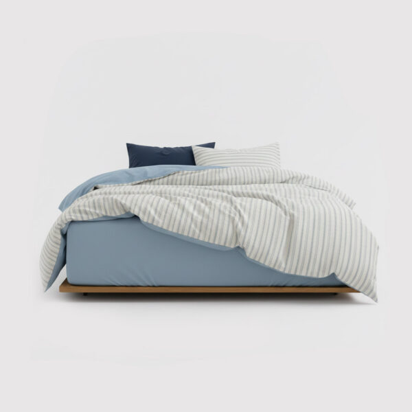 4-Piece Washed Cotton Bedding Set, Reversible Striped Design, 78.7" × 90.6"