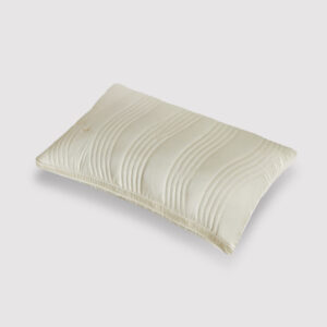 Adult Low-Profile Pillow, Silk-Textured Synthetic Blend, 18.9" × 29.1", Beige