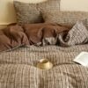 4-Piece Yarn-Dyed Jacquard Bedding Set, Striped Pattern, 78.7" × 90.6"