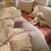 4-Piece Brushed Cotton Bedding Set, Chevron Pattern, 78.7" × 90.6"