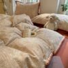4-Piece Brushed Cotton Bedding Set, Chevron Pattern, 78.7" × 90.6"