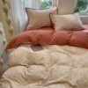 4-Piece Brushed Cotton Bedding Set, Chevron Pattern, 78.7" × 90.6"