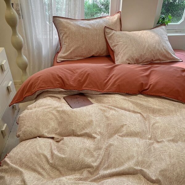 4-Piece Brushed Cotton Bedding Set, Chevron Pattern, 78.7" × 90.6"