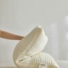 Adult Low-Profile Pillow, Silk-Textured Synthetic Blend, 18.9" × 29.1", Beige