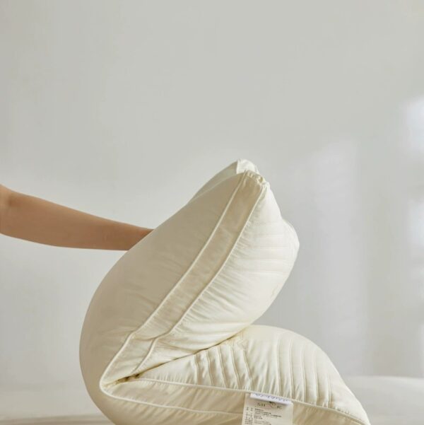 Adult Low-Profile Pillow, Silk-Textured Synthetic Blend, 18.9" × 29.1", Beige
