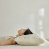 Adult Low-Profile Pillow, Silk-Textured Synthetic Blend, 18.9" × 29.1", Beige