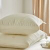 Adult Low-Profile Pillow, Silk-Textured Synthetic Blend, 18.9" × 29.1", Beige